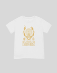 Kantara Official White Half Sleeve T-Shirt with Golden Illustration