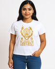 Kantara Official White Half Sleeve T-Shirt with Golden Illustration