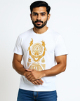 Kantara Official White Half Sleeve T-Shirt with Golden Illustration