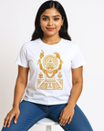 Kantara Official White Half Sleeve T-Shirt with Golden Illustration